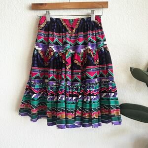 VTG 90s Circle T Marilyn Lenox Southwest Aztec Skirt Small Native Cowgirl Folk